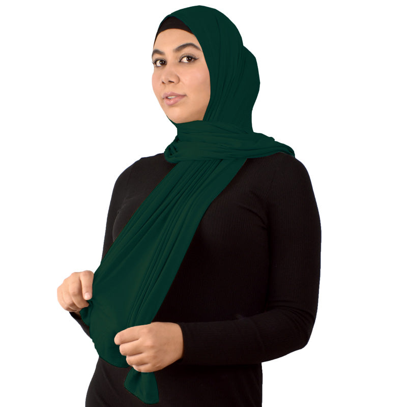 Premium Jersey Hijab in dark green color