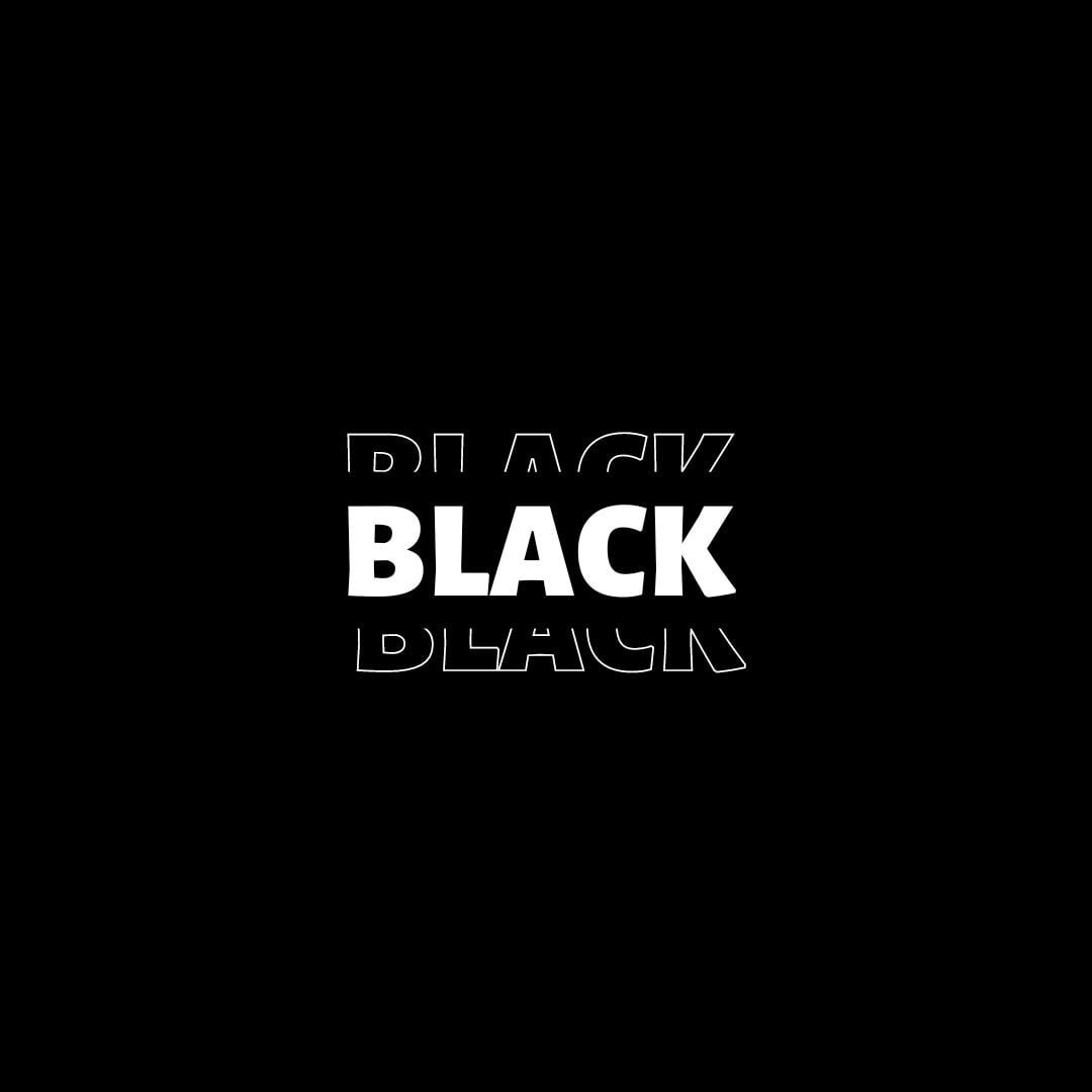 Black background with Black word written in white.